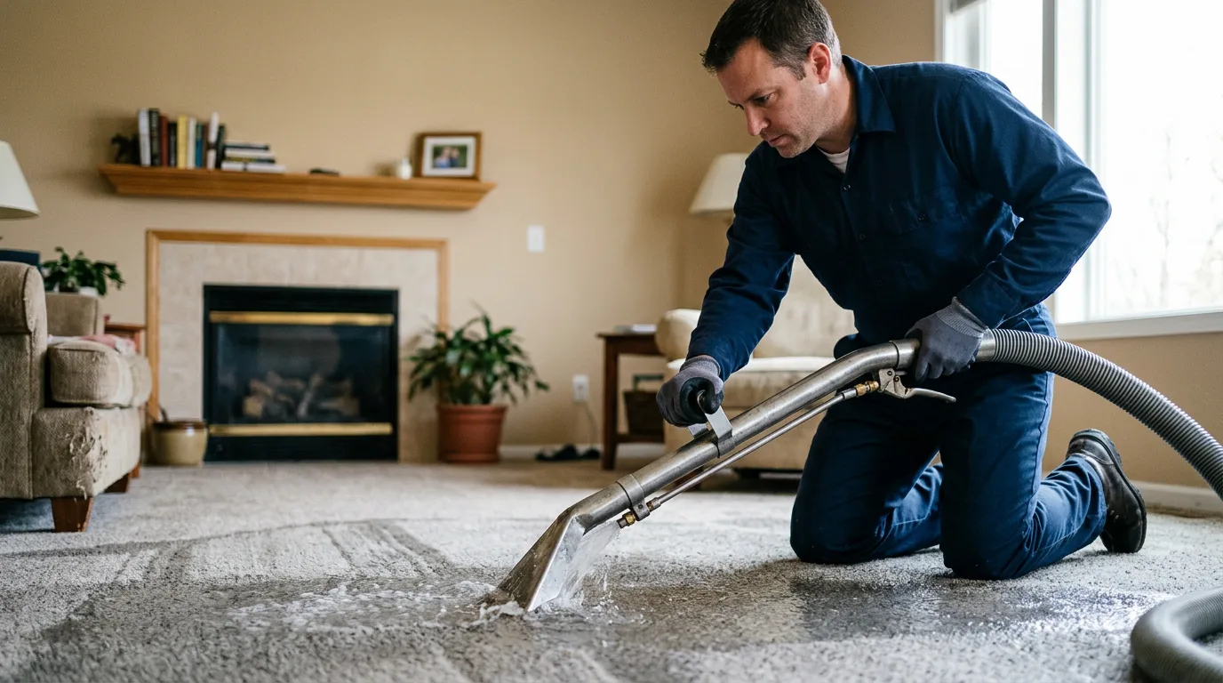 Water damage restoration technician working near Perry, ME
